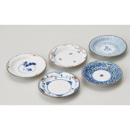 Nishikai Toki Hasami-yaki Small Plate Somenki-e Variation Gift Box Included Diameter 12 cm Set 5 31987