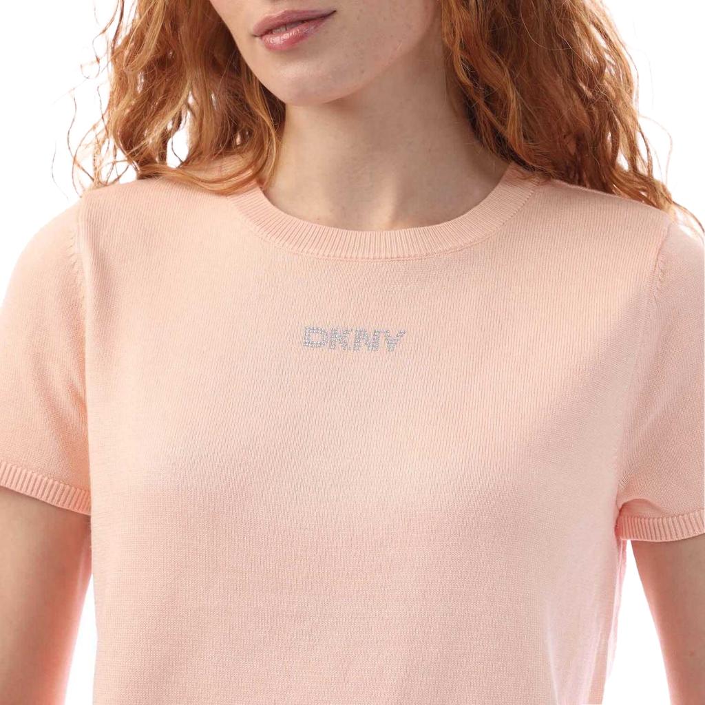 DKNY Womens/Ladies Rhinestone Short-Sleeved Sweater Top