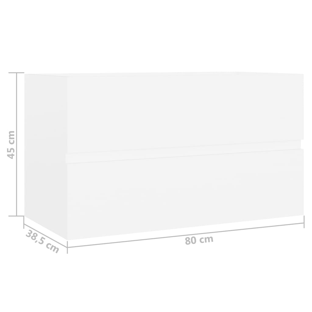 White Bathroom Vanity Cabinet 80 X 38.5 X 45 Cm Particleboard