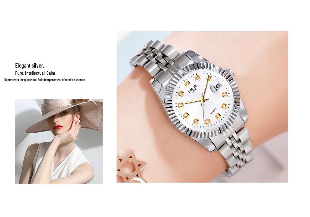 Reloj de Moda Clásico Versátil para Hombre con Correa de Acero, Movimiento No Mecánico, Función de Calendario y Diseño Unisex para Parejas.