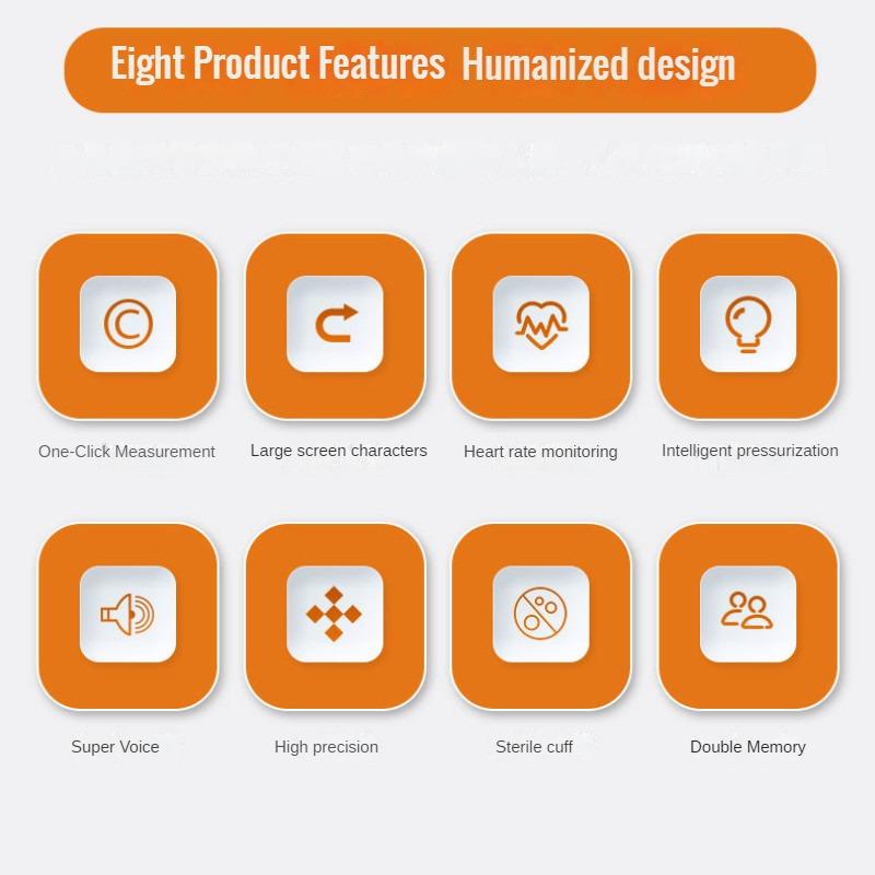 Large Screen Arm Blood Pressure Monitor Portable Electronic Tonometer Home Precision Sphygmomanometer with Voice Backlight XL-105