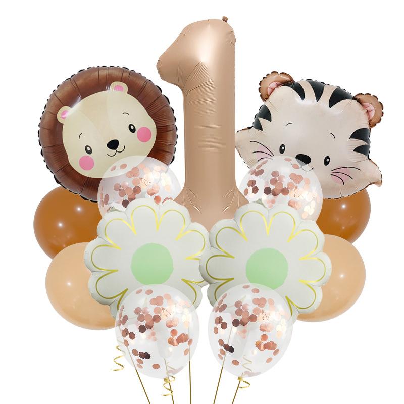 

Vintage Forest Tiger Lion Animal Balloon Set Caramel Digital Birthday Party Decorative Balloon Vintage Animal Set 1