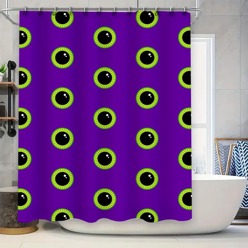 

Purple Green Monster Eye Shower Curtain Halloween Decorations For Bathroom Accessories W60H190(CM)-1 Pcs