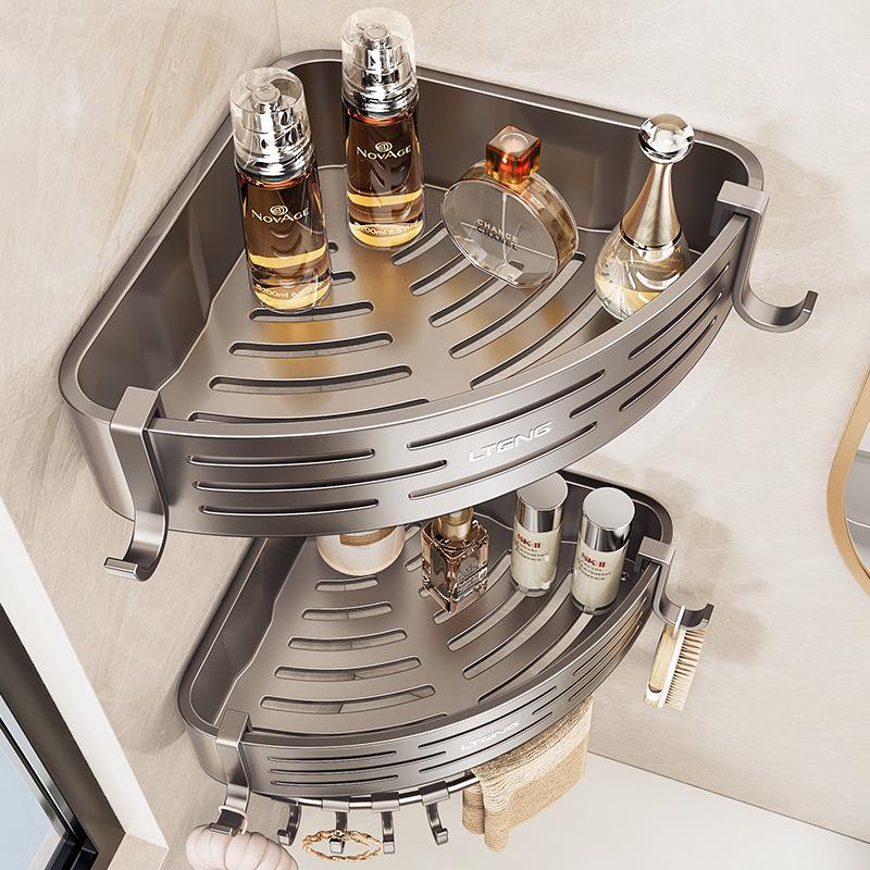 Punch-Free Traceless Wall-Mounted Bathroom Corner Shelf