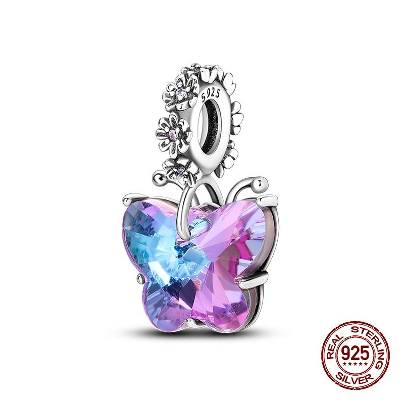 Compatible With 3MM Authentic Bracelets copper Colorful Dragonfly Flower Gem Butterfly Charm Bead Charms Bead Charms Fine Do It Yourself Jewellery Mak