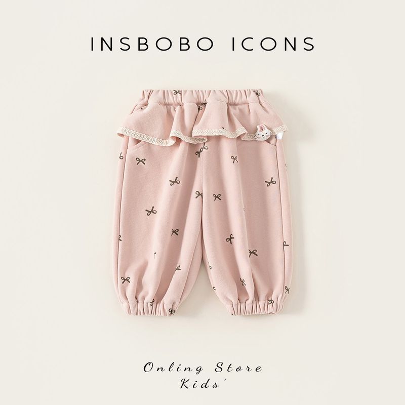 Insbobo Girls  Pants 2026 Spring New Children s Casual Pants Baby Children s Clothing Spring and Autumn Stylish Long Pants Trendy Pink 100