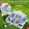 8 Grids Snack Container with Leak-Proof Lid & Handle - Portable Square Party Tray for Travel, Office, School, BBQs - Outdoor-Safe Snack Tray