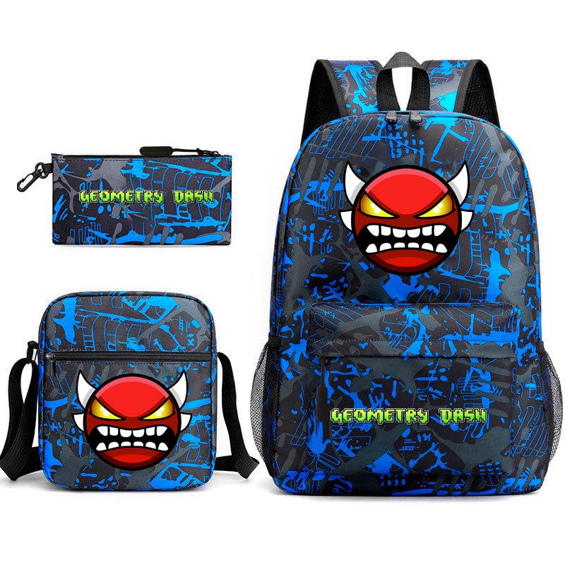 Geometry Sprint Game Backpack Geometry Dash Heat Transfer Backpack Elementary School Bag Leisure Bag