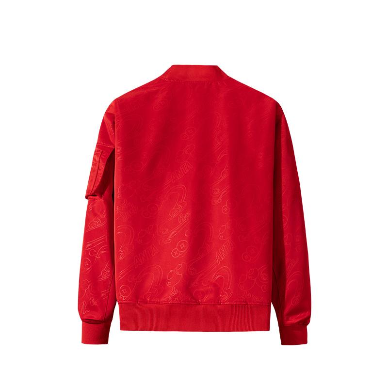 ANTA Unisex New Year Collection Chinese Style Frog-Button Baseball Collar Woven Sports Jacket Red 152518615-3