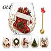 Accessori Cucina Tema Natale Vetro Artistico Tazza con Cucchiaino, Classico Babbo Natale Renna Pupazzo di Neve Idee Regalo per Colleghi Design Bicchiere Termico, Festivo