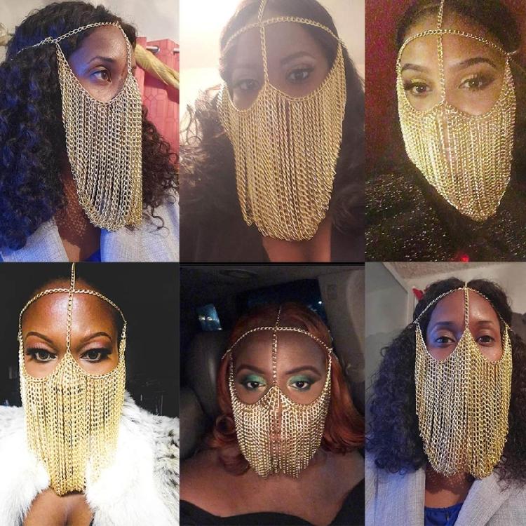 Tassels Face Chain Masquerade Mask for Halloween Costumes, Nightclub Party