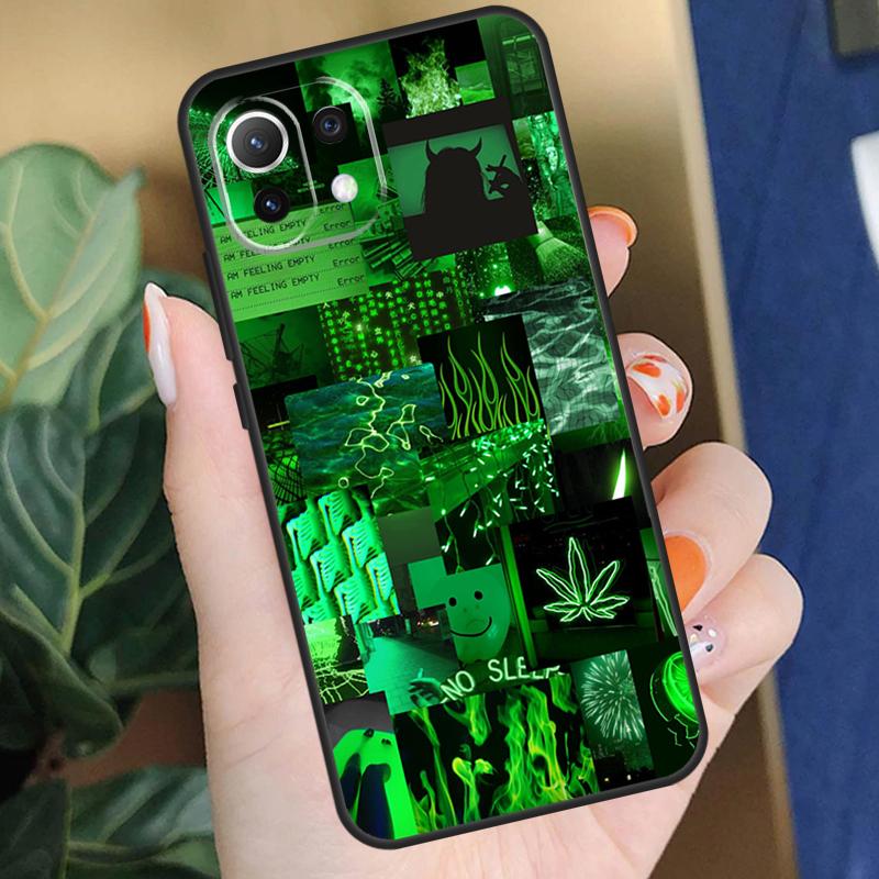 Green Aesthetic Case For Xiaomi 15 14 Ultra 13T 14T 15T Pro 17 Pro Max POCO F8 F7 F5 F6 X5 X6 X7 Pro Coque