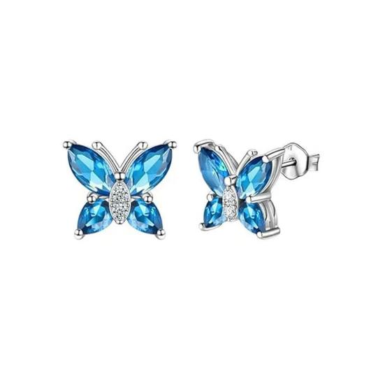 1 Set Jewelry Set Sparkling Rhinestones Inlaid Butterfly Pendant Necklace Ear Studs