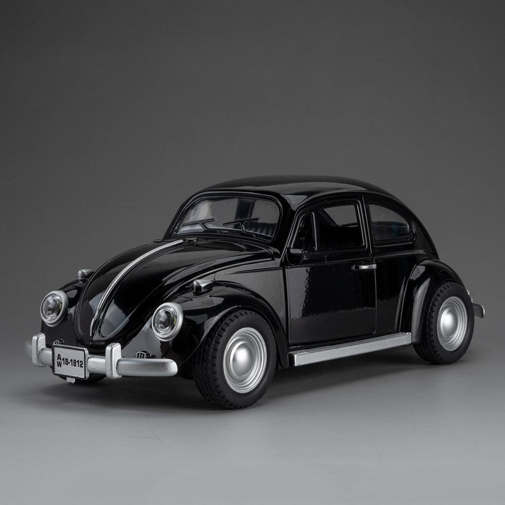 1:18 Mini Beetle 1955 Model Toy Cars Alloy Diecast Pull Back 4 Doors Opened Sound Light Simulation Vehicle Toys for Kids Gifts