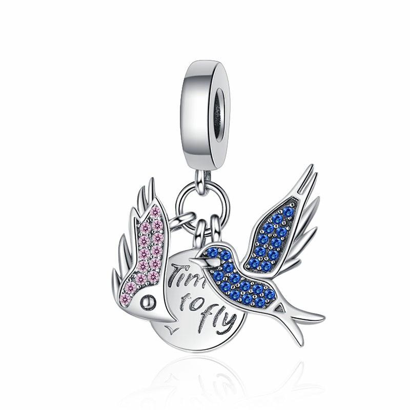 Pink Murano Glass Flamingo Hummingbird Bald Eagle Swallow Phoenix Charm Beads Fit Original Bracelets Diy Jewelry Gifts