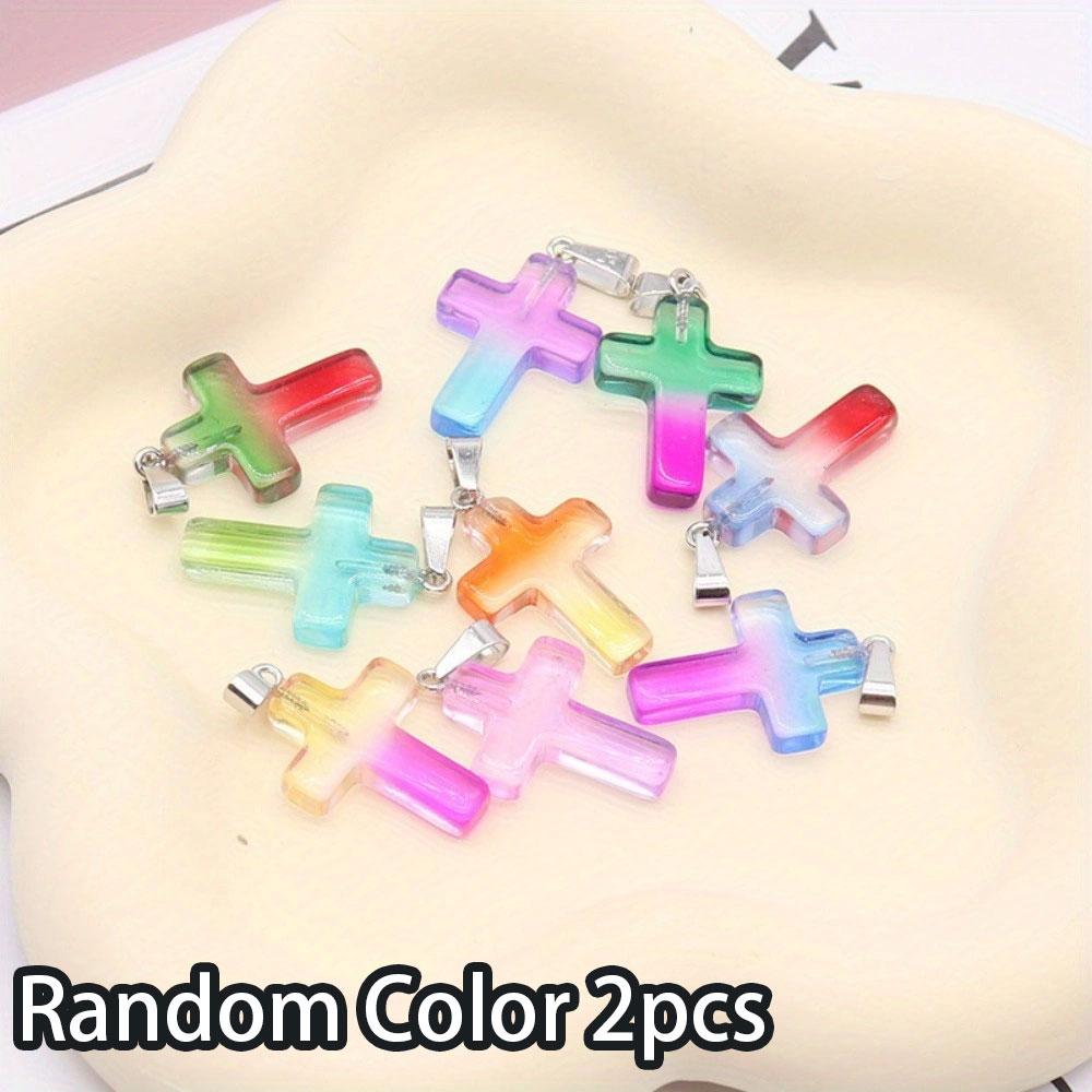 

2/4/8 шт. Белые кольца градиентный сплошной цвет камень крест кулон случайный смешанный кулон ожерелье аксессуары DIY изготовление ювелирных изделий DIY браслет ожерелье 2pcs