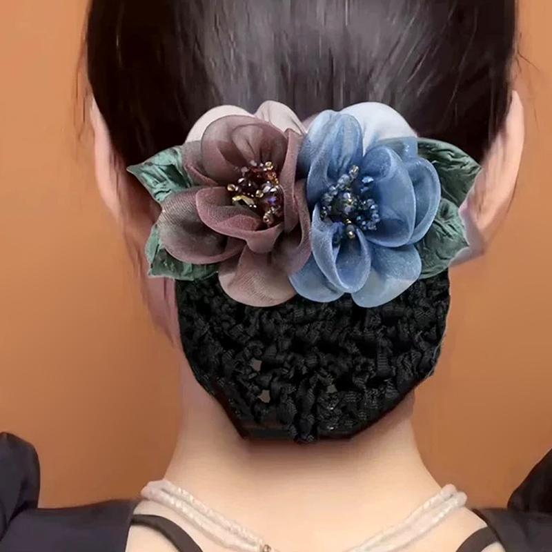 1Pc Flower Hair Clip Women Hair Accessory Durable Silk Gauze Fashion Hair Net Mesh Hairband