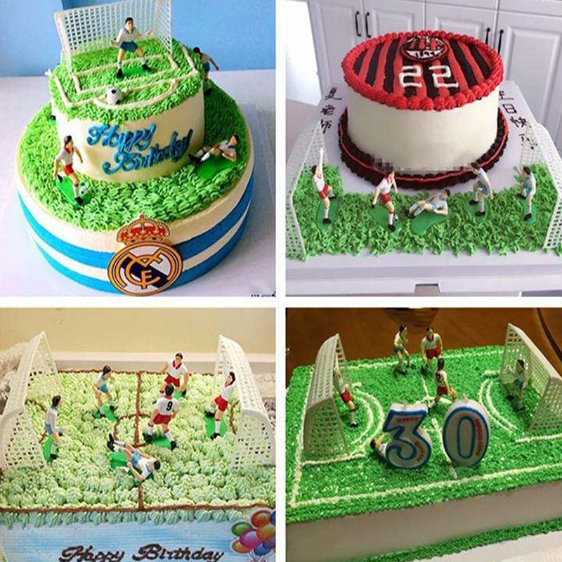 For Men Boy Birthday Party Sport Soccer Theme Supplies Soccer Ball Goal Player Figurine Cake Toppers Football Cake Decoration