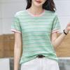 Summer Color-blocking Striped Short-sleeved T-shirt, Summer Dopamine Loose Slimming Plus-size Cover-up Top