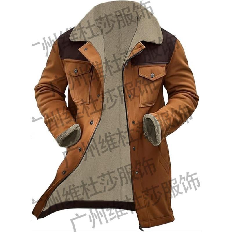 Autumn and winter men's coat suede color matching jacket multi-pocket coat 1 color doma
