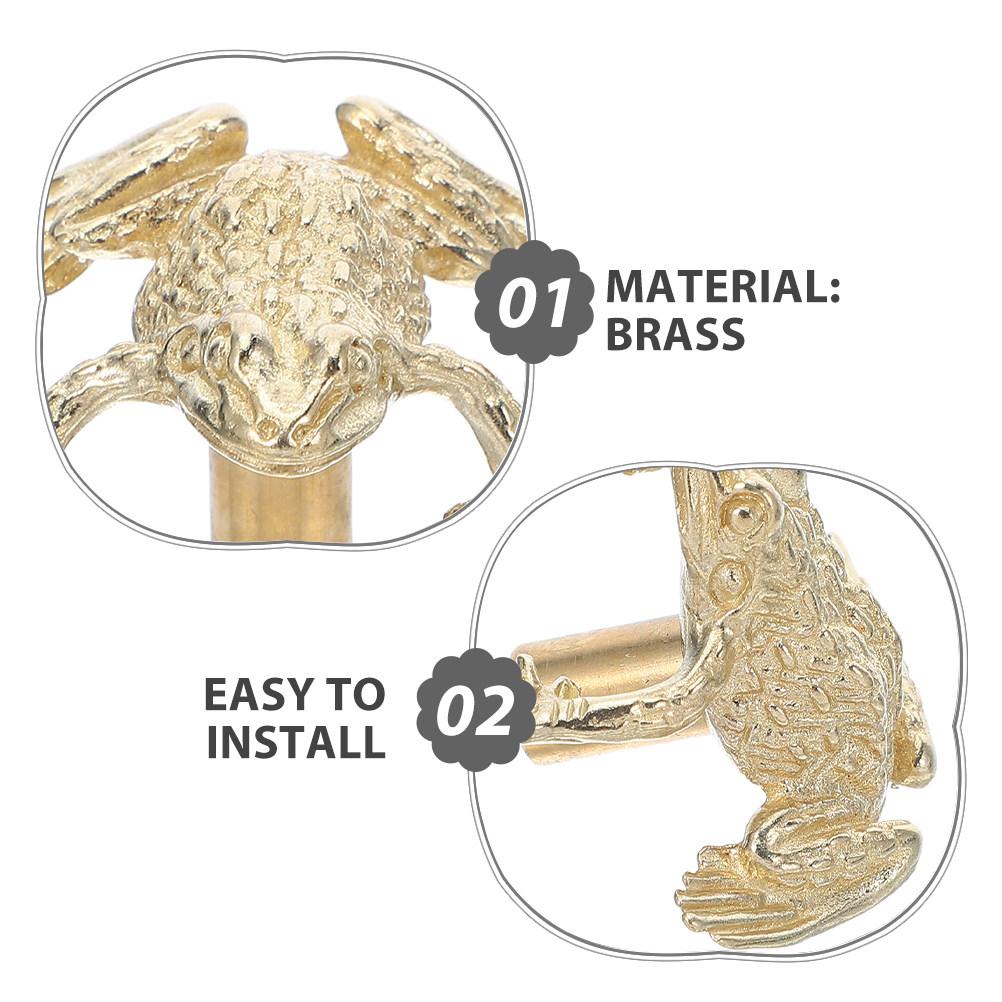 2Pcs Brass Toad Door Pulls Chinese Fortune Symbol Decorative Cabinet Handles Drawer Pulls for Kitchen Living Room Bedroom Brass