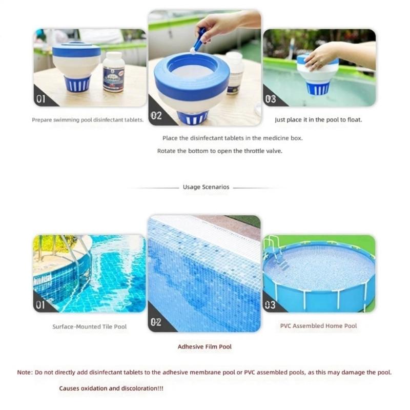 Strong Plastic Floating Swimming Pool Chlorinator With Large Capacity For Continuous Water Maintenance