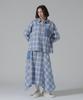 AVIREX WAFFLE OMBRE CHECK DETACHABLE SHIRTS Women's F 113 Light Blue 783-5120601