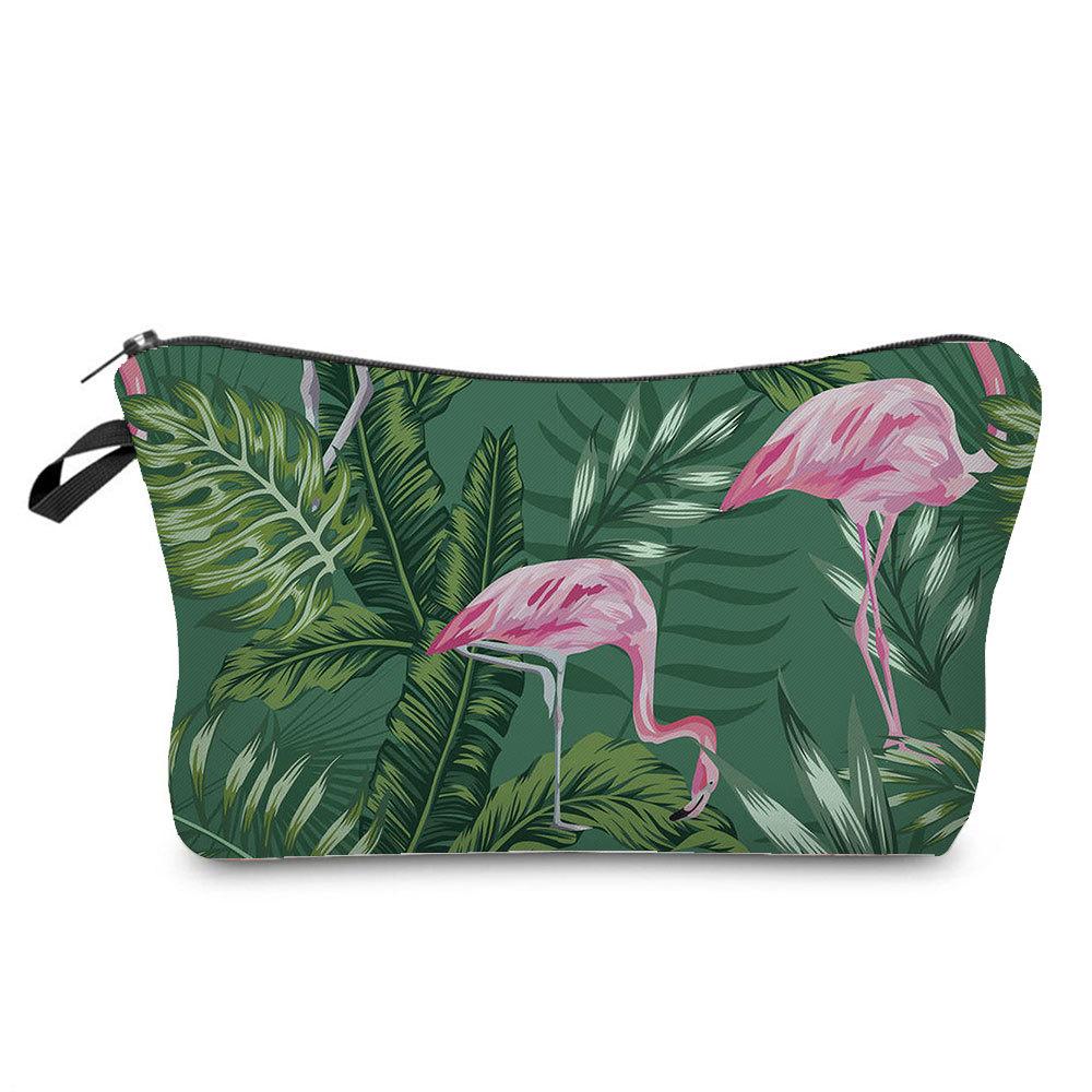 Damen Pflanzenmuster Kosmetiktasche Toilettenartikel Organizer Reiseaufbewahrungstasche 6871