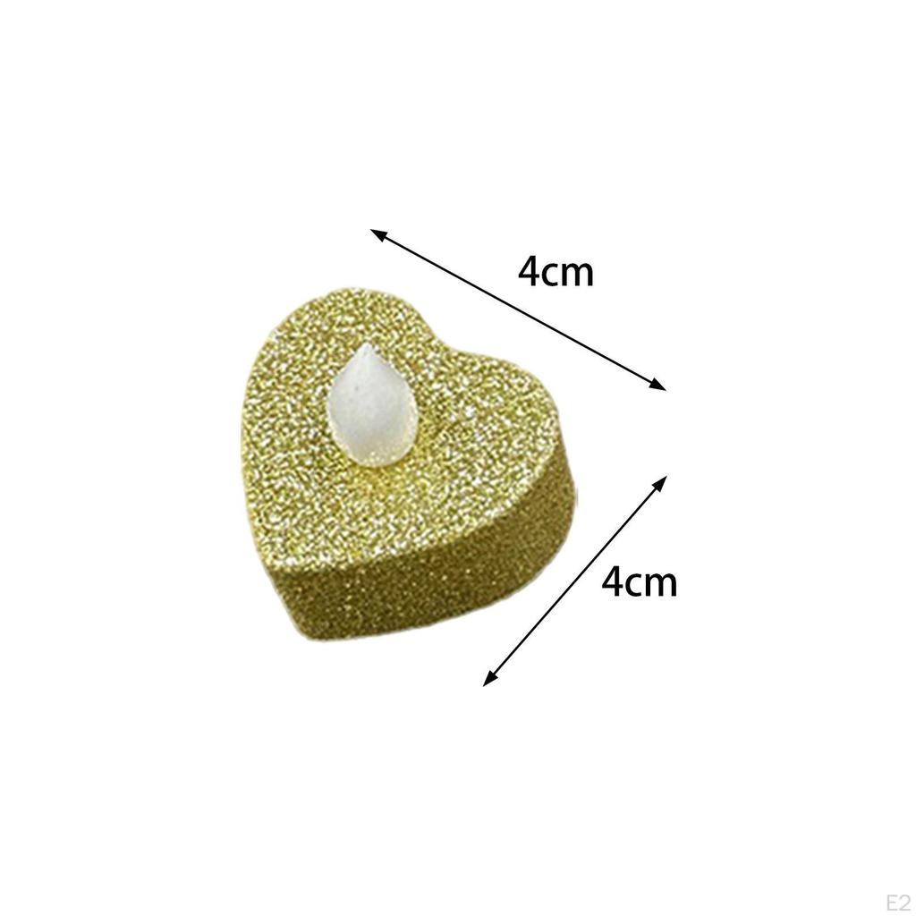 24 Heart-Shaped Electric Tea Lights, LED Votive Candles, Versatile, 1.5x1.5 Inches, for Wedding