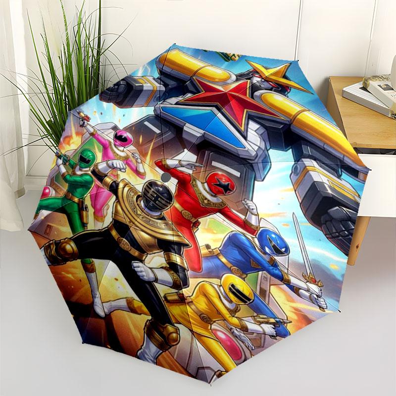 Power Rangers Umbrella Windproof Automatic Folding Umbrella Cartoon Superhero Rain Umbrella for Kids Boys Gift