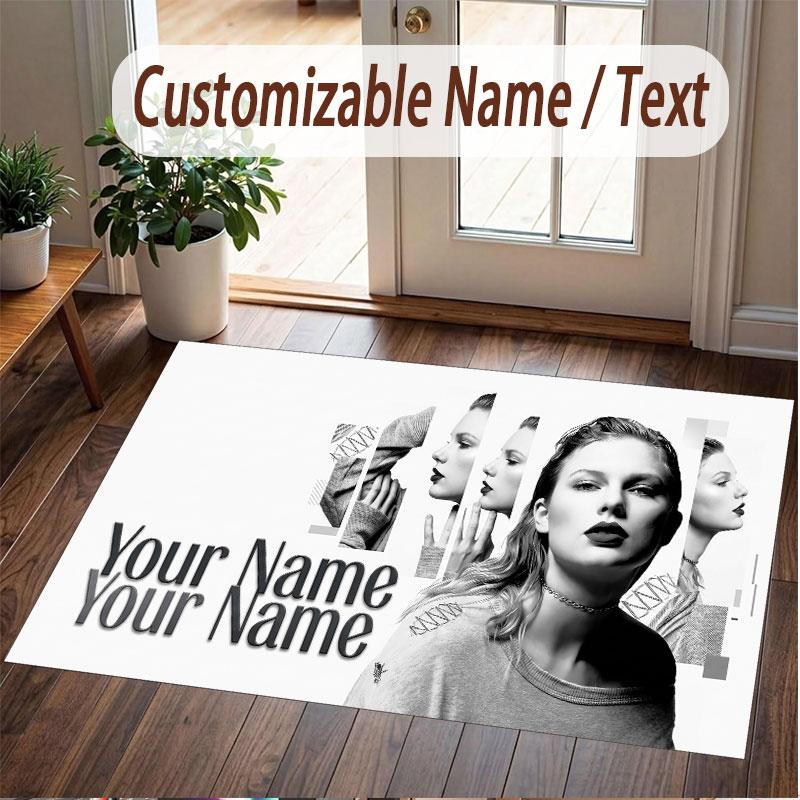 Custom Name Crystal Velvet Rug,Taylor Swift Comfortable Anti Slip Floor Mat For Room Decoration