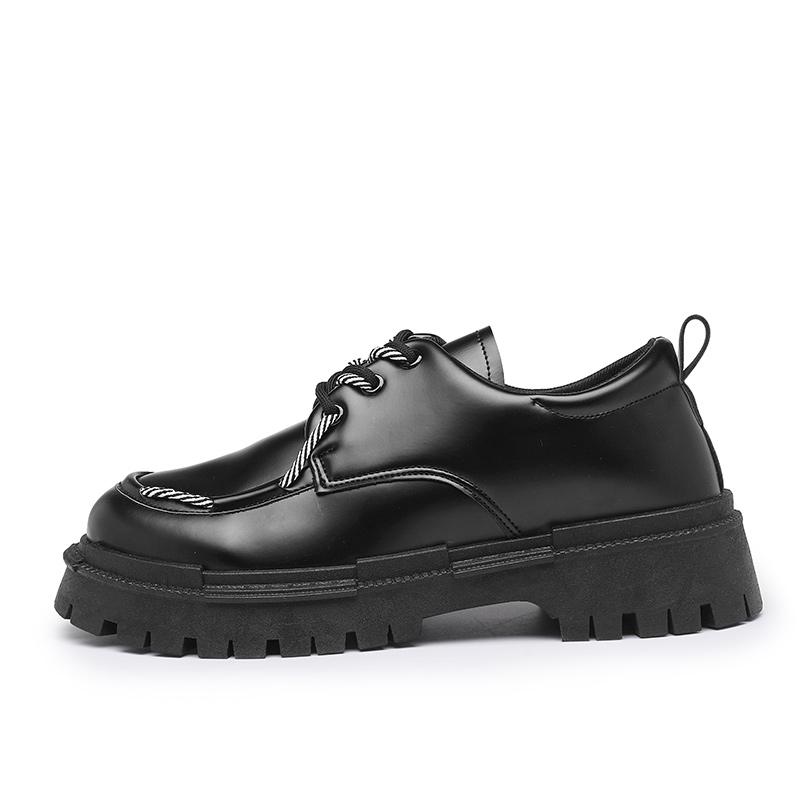 Men Derby Shoes Leather Shoes Fashion Chunky Platform Retro Business Work Shoes Man Casual Flats Wedding Shoes Comfortable Cosy
