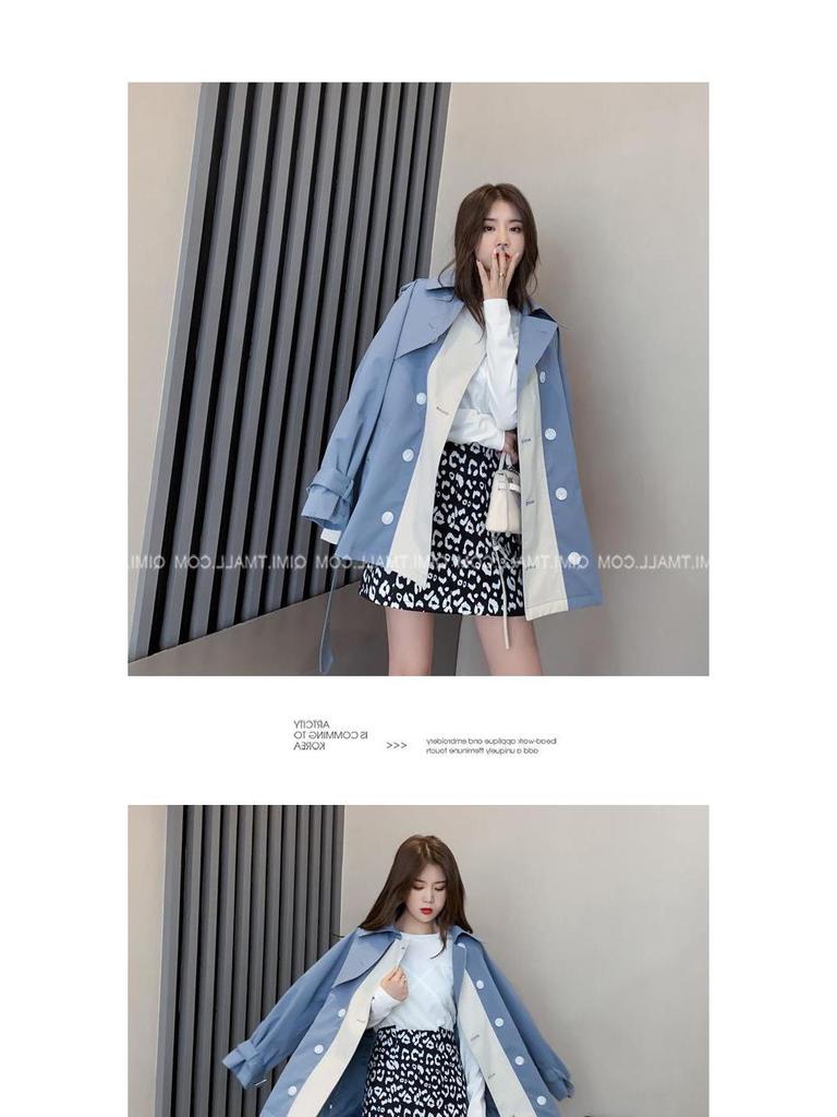 Design Sense British Style Women’s Trench Coat: Spring/Autumn, Versatile Mid-Length Tie-Waist Outerwear for Petite, Stylish Students.