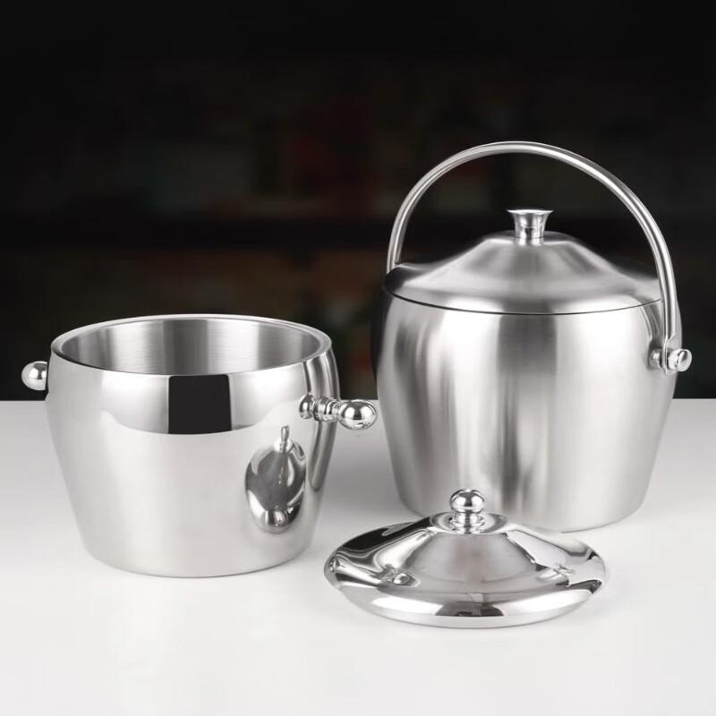 Portable Stainless Steel Ice Bucket with Tongs