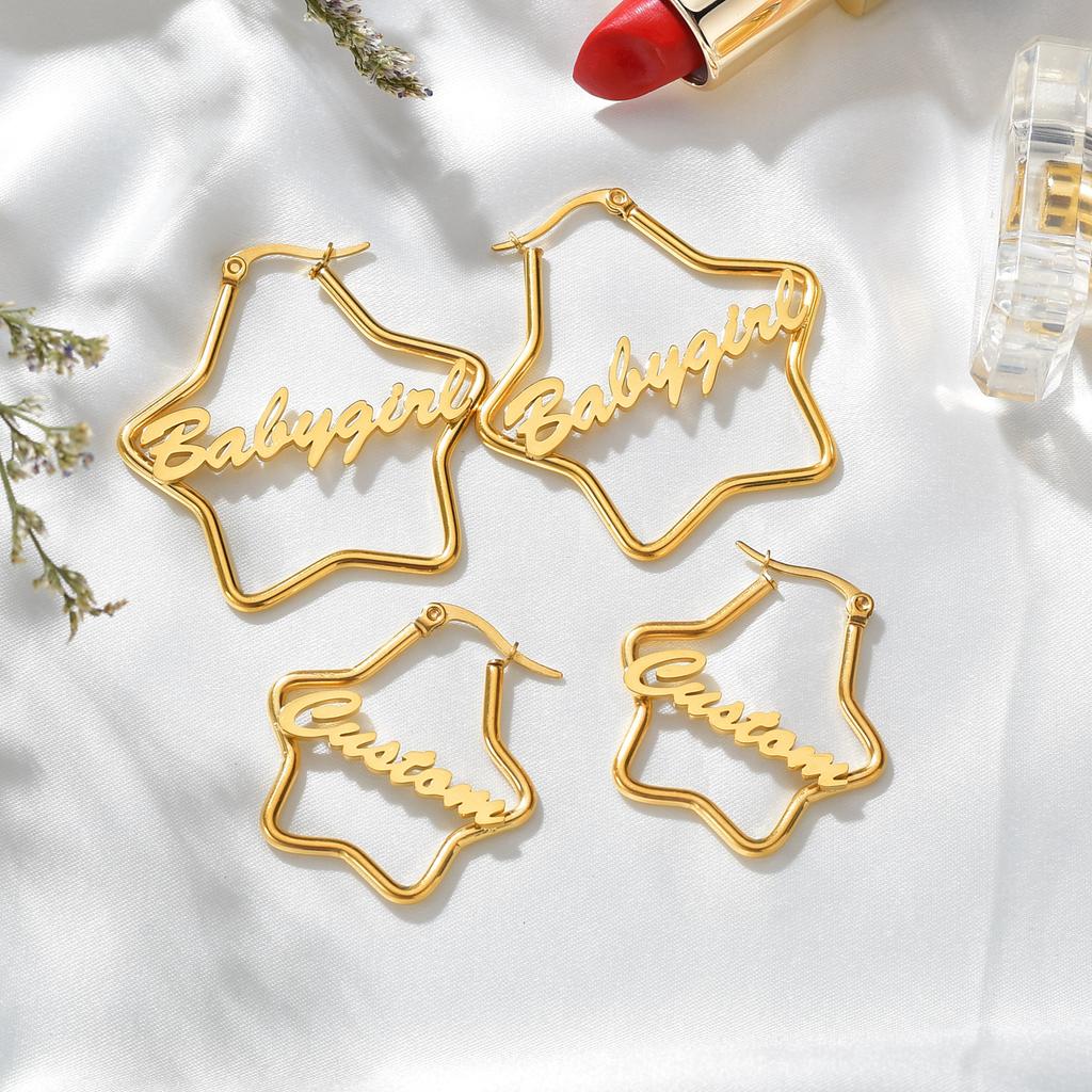 Atoztide Custom Name Earring High Quality Personalized Stainless Steel Letter Heart Star Earrings for Women Party Jewelry Gift