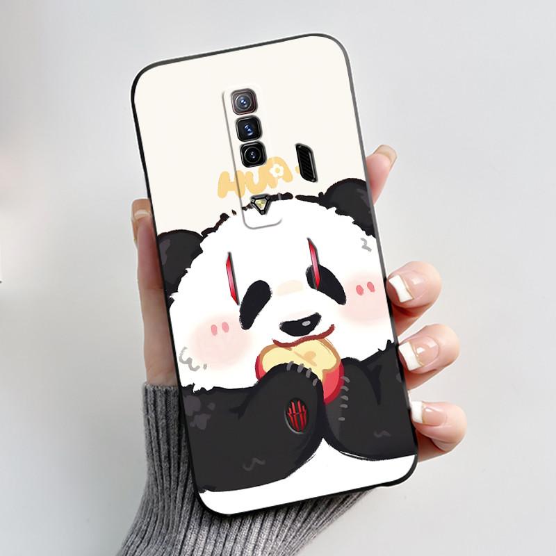 Per Custodia Red Magic 7 NX679J Per Nubia Red Magic 7S Cover Posteriore Carino Coniglio Amore Nero Morbido TPU Custodia per Telefono Per RedMagic 7 7S Guscio