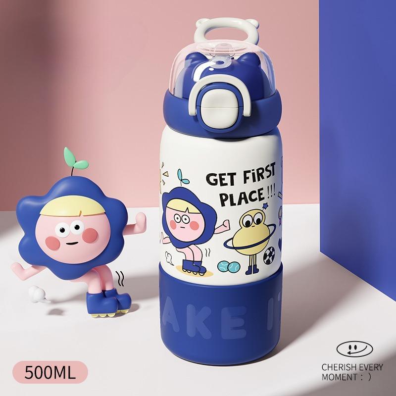 

500ML Cartoon Kids Thermos Bottle Leak-proof Stainless Steel Thermos Mug BAP Free Cute Children Gift Water Cup 500ML