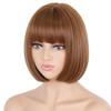 MERISIHAIR Short Straight Bob Synthetic Wigs with Bangs for Black Women Heat Resistant Wig for Cosplay Party Daily Hair
