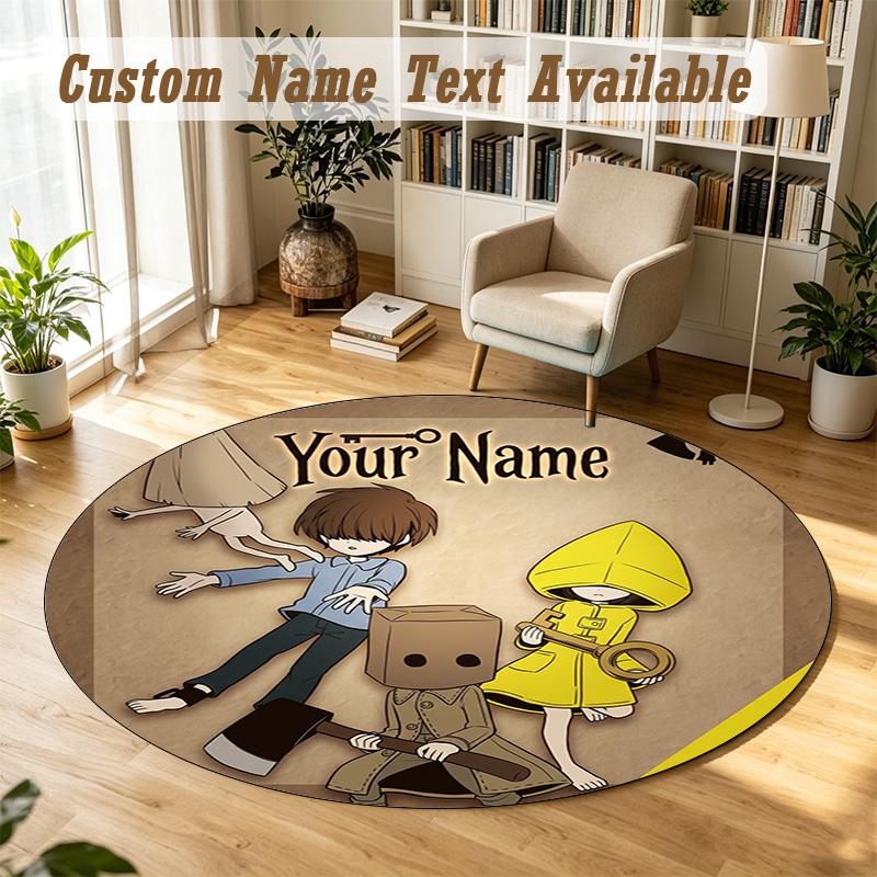 Little Nightmares Six Mono Personalized Round Rug Support Custom Name, Soft Home Decor Mat