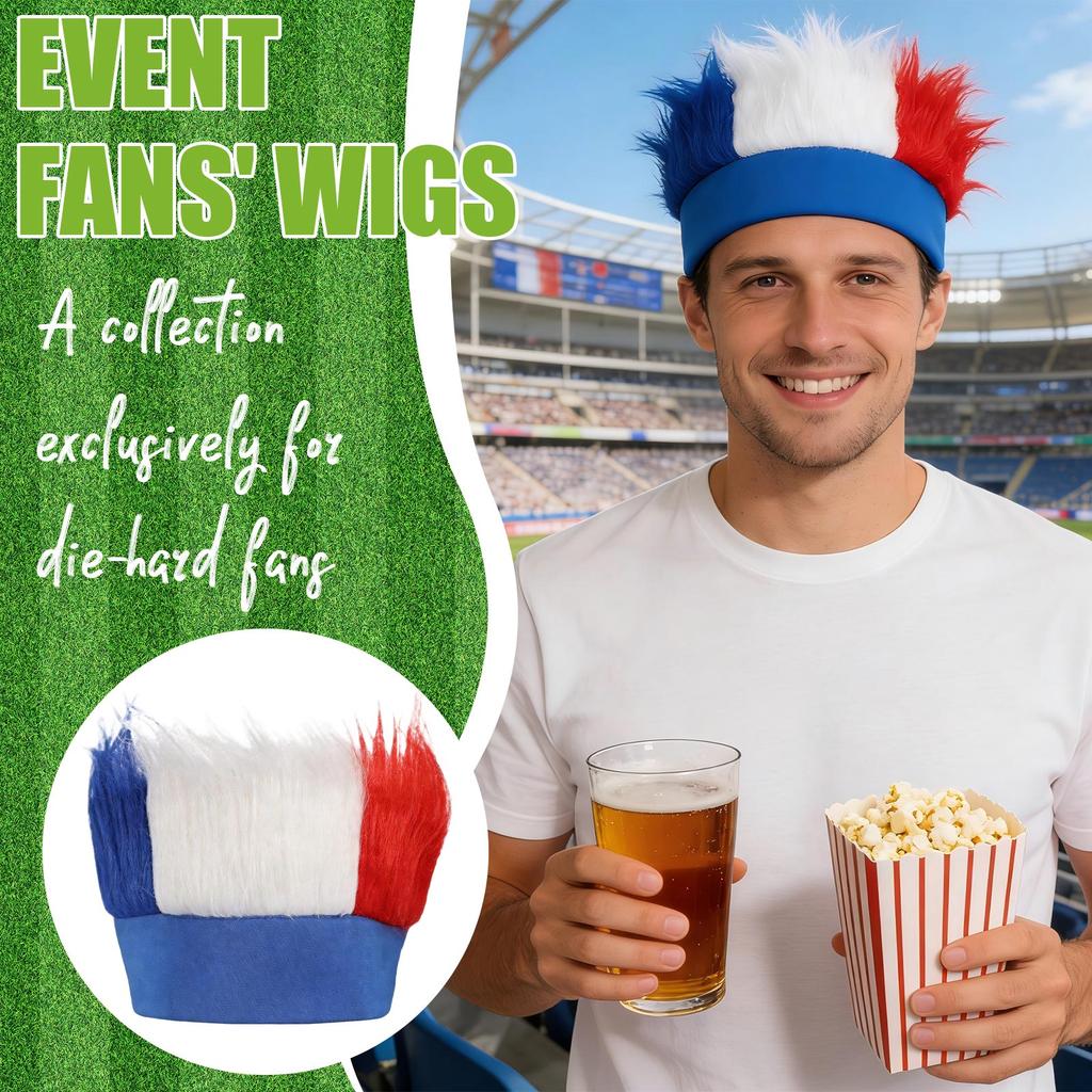 All -American Red And Blue Patriotic Hairy Headband Independence Day Wig Headband Independence Day Celebrations Standard Size