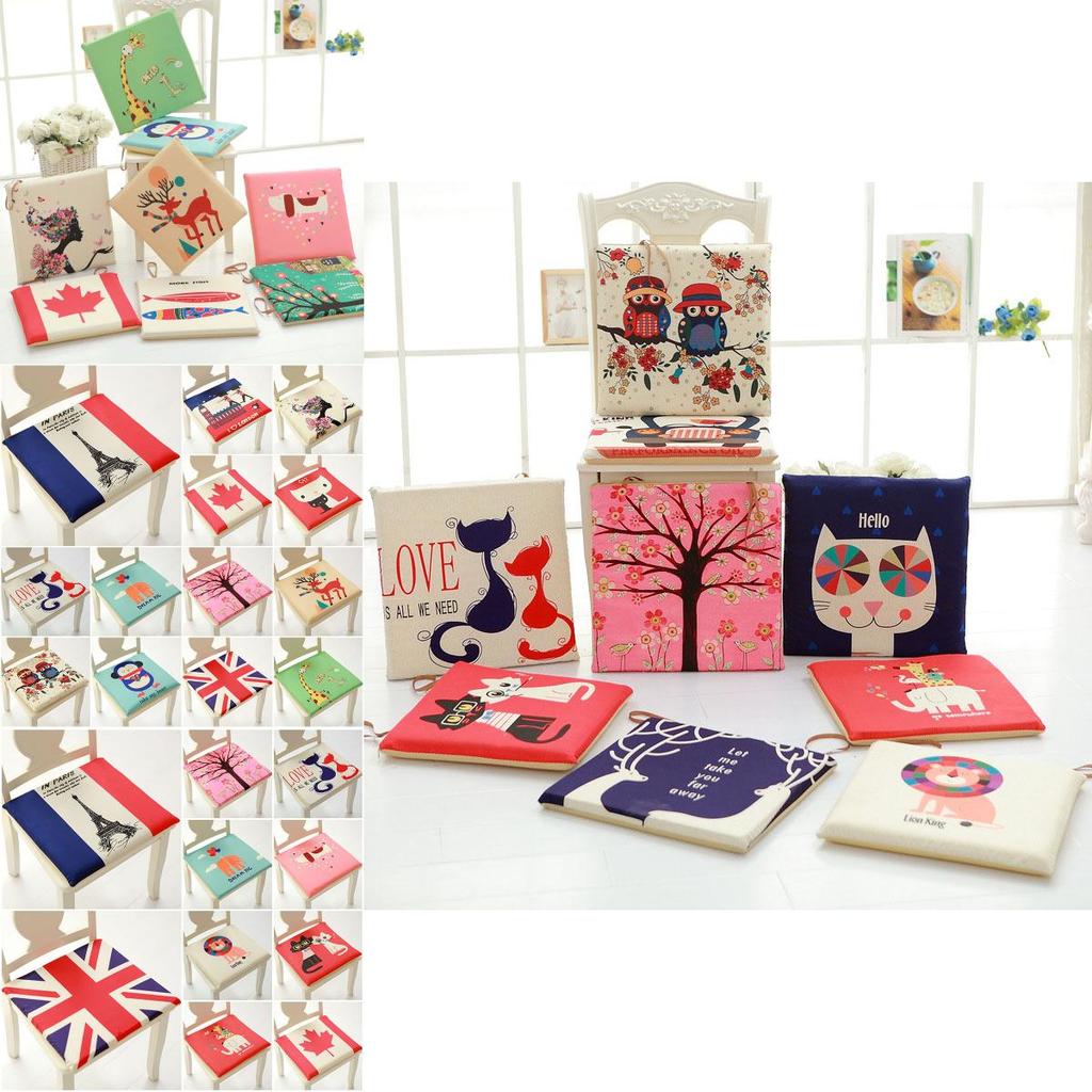 Cartoon-Muster Memory-Schaum Quadratische Stuhlkissen mit abnehmbarem waschbarem Bezug