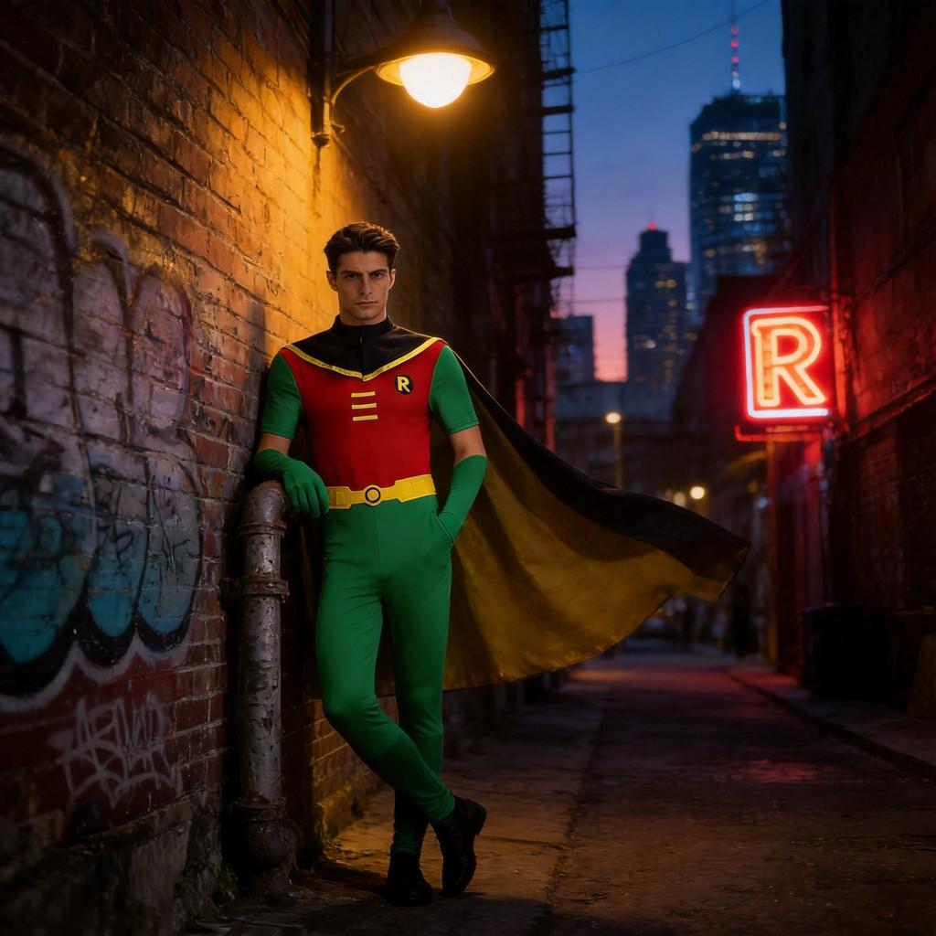Teen Titans Robin Cosplay Costume With Spandex Material For Halloween And Stage Performances