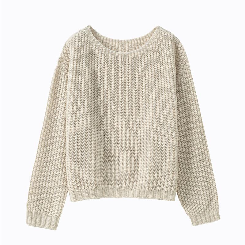 Premium Wear Pullover Baby Camel Fleece Blended Wool Knitted Sweater Jacket Women's Loose Sweater