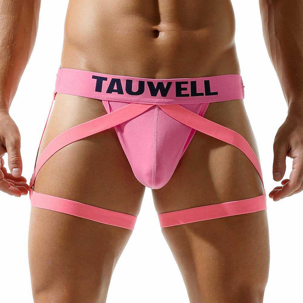 Men's Sexy Lingerie Thong Hollow See-Through Bondage Underwear Briefs High Stretch Breathable Leg Belt Thongs