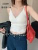 #Autumn New V-neck Threaded Vest Versatile Casual Slim and Comfortable Can Be Worn Outside Small Sling Vest