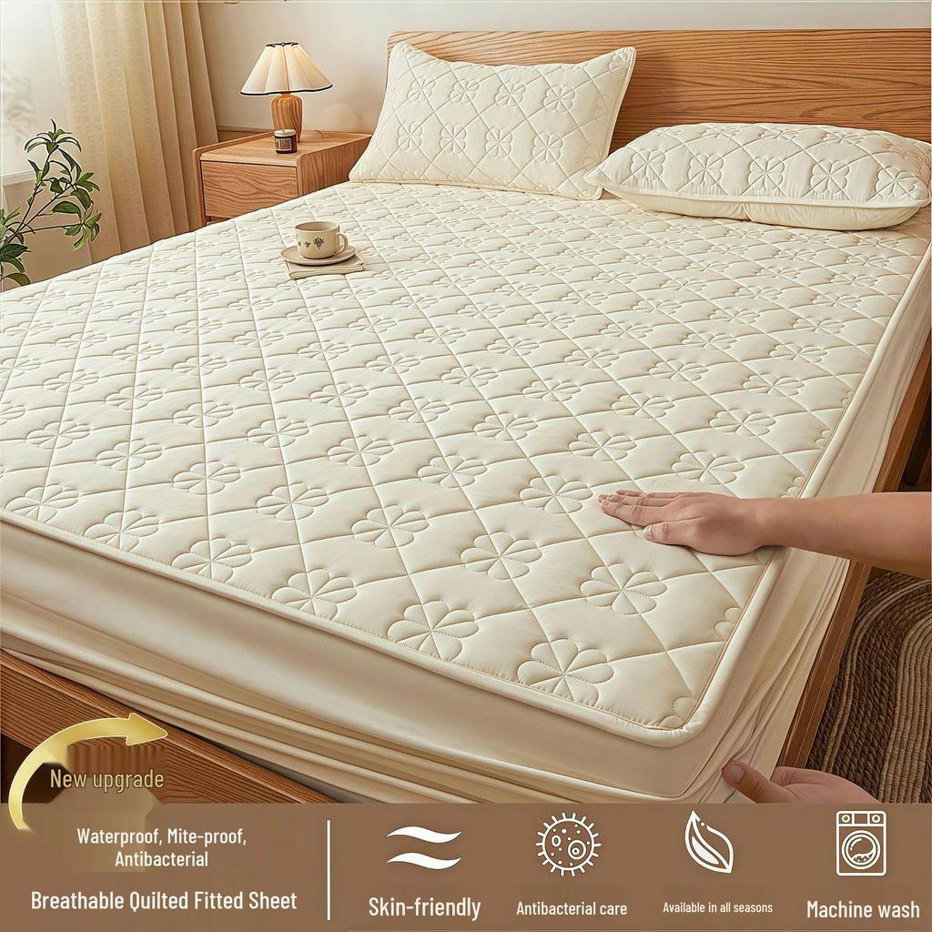 Wodoodporny Pikowany Ochraniacz na Materac Klasy A - Łóżko Podwójne, Oddychająca i Odporna na Wilgoć Narzuta