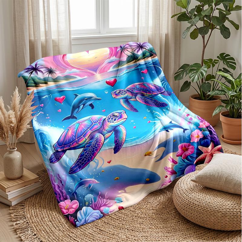 Ocean Love Romance Theme blanket Lightweight Warm Flannel Blanket Decorative Throw Blanket for Home Decoration
