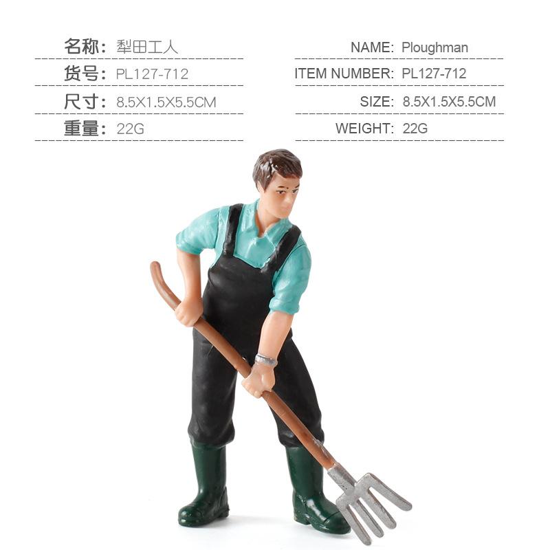 Simulation Solid Pasture Farm Plow Workers Washing Workers Farmers Women Character Model Set Toys