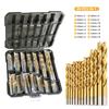 50 PCS Titanium Coated High Speed Steel Drill Bit Set Hex Shaft Straight Spiral Twist Bits for Metal Wood Plastic Drilling