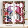 2PCS Leopard Print Heart-shaped Gnome Curtains   Sweet and Cool Style   Bedroom and Living Room   Decorative with Drawbar Pockets